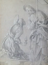Santa María Magdalena Arrodillada y Cristo de Pie